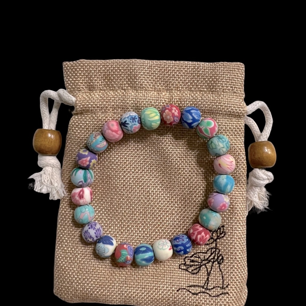 Handmade Polymer Clay bracelet 7”inch stretch